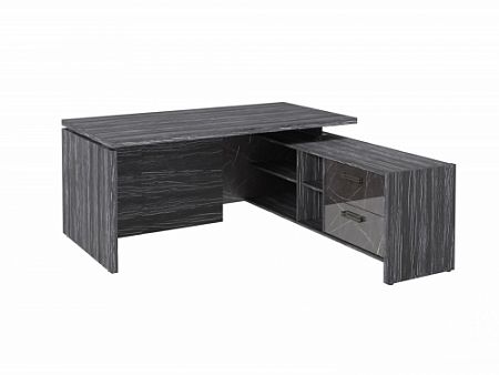 Стол с опорной тумбой FB-117R.GG Древесина Графит/Камень Пьетра Гриджиа черный