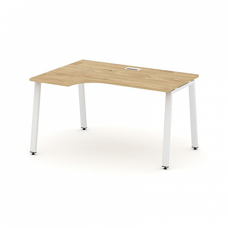 Style Project Стол рабочий эргоном. SN-6A.SPA-021(L) Тиквуд Светлый/Металл Белый 1380*800/980*750