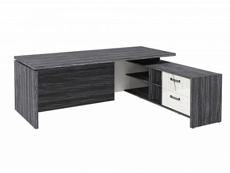 Стол с опорной тумбой FB-121R.GG Древесина Графит/Мрамор Леванто белый