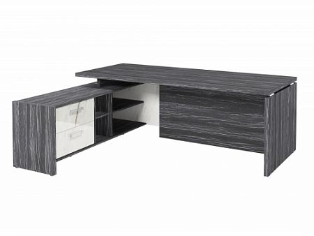 Стол с опорной тумбой FI-121L.GG Древесина Графит/Мрамор Леванто белый