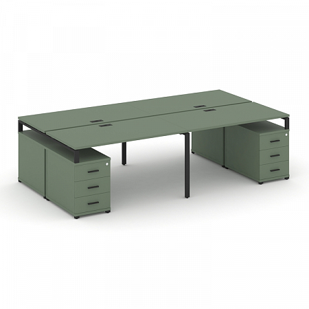 Бенч-система на 4 места с 2 опорными тумбами Concept CN.DRS-326