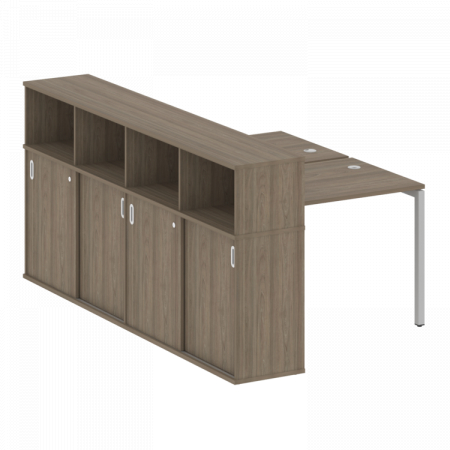 Бенч-система с шкафом-купе на П-обр. м/к Metal System Quattro 40БП.РС-СШК-4.1